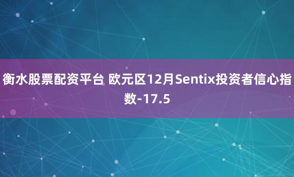 衡水股票配资平台 欧元区12月Sentix投资者信心指数-17.5