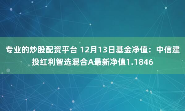 专业的炒股配资平台 12月13日基金净值：中信建投红利智选混合A最新净值1.1846